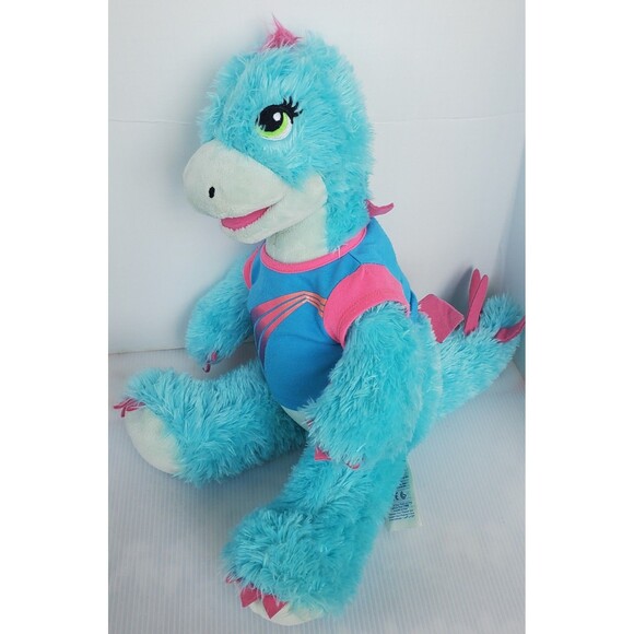 BAB Build a Bear Workshop Dinosaur TURQUOISE Pink Blue STEGOSAURUS 18” Plush Toy - Picture 1 of 12
